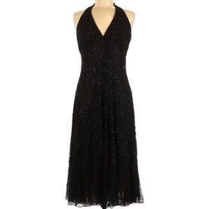 Vintage Bergdorf Goodman Carmen Valvo  elegant Retro halter beaded black  dress